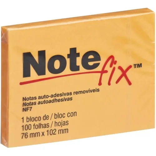 Bloco Adesivo Notefix Laranja 76 mm x102 mm 100 Folhas 3M