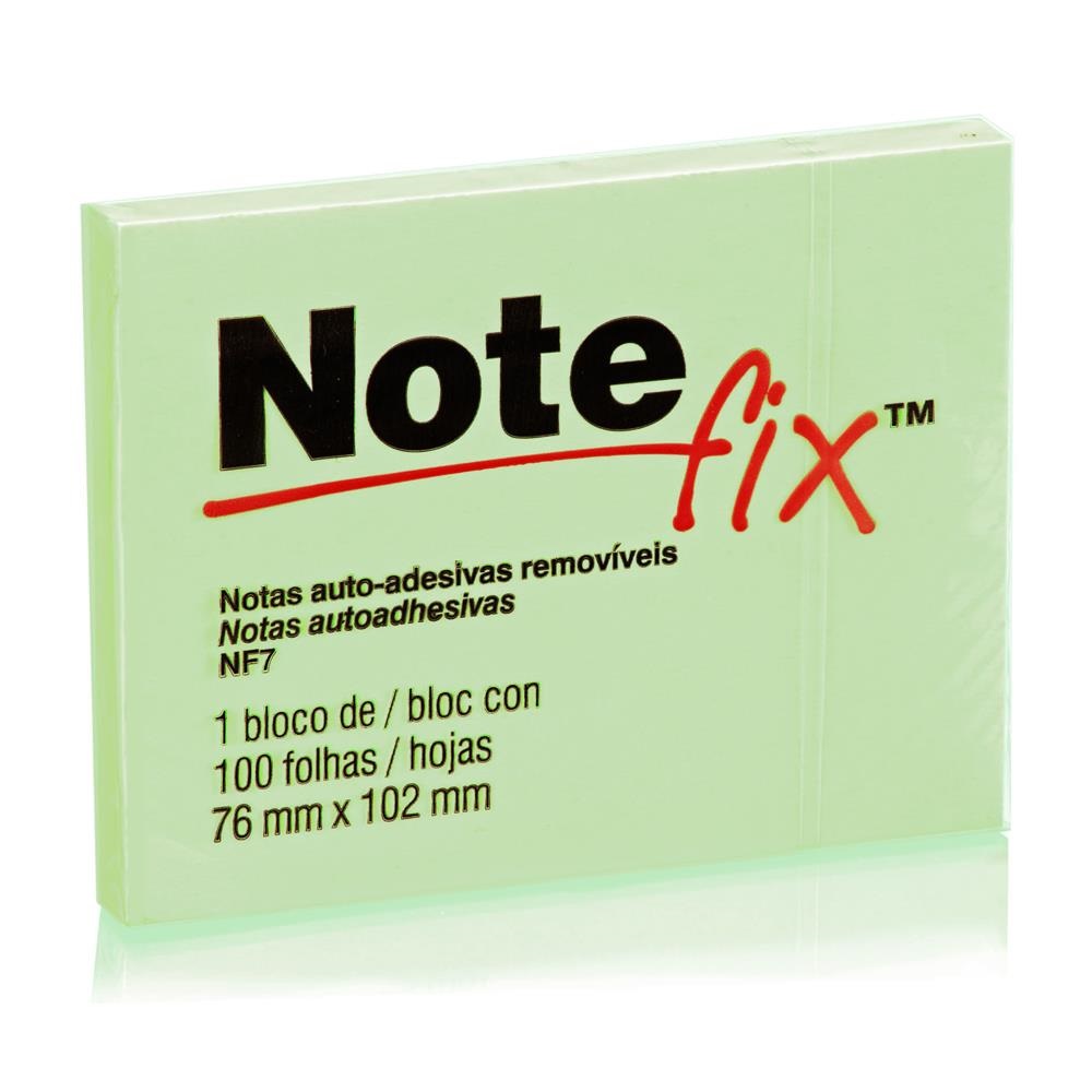 Bloco Adesivo Notefix Verde 76 mm x102 mm 100 Folhas 3M