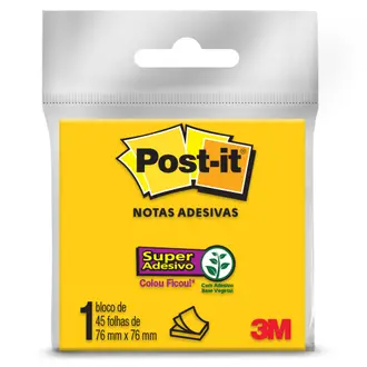 Bloco Post-It 654 76 mm x 76 mm 45 Folhas Amarelo Neon 3M