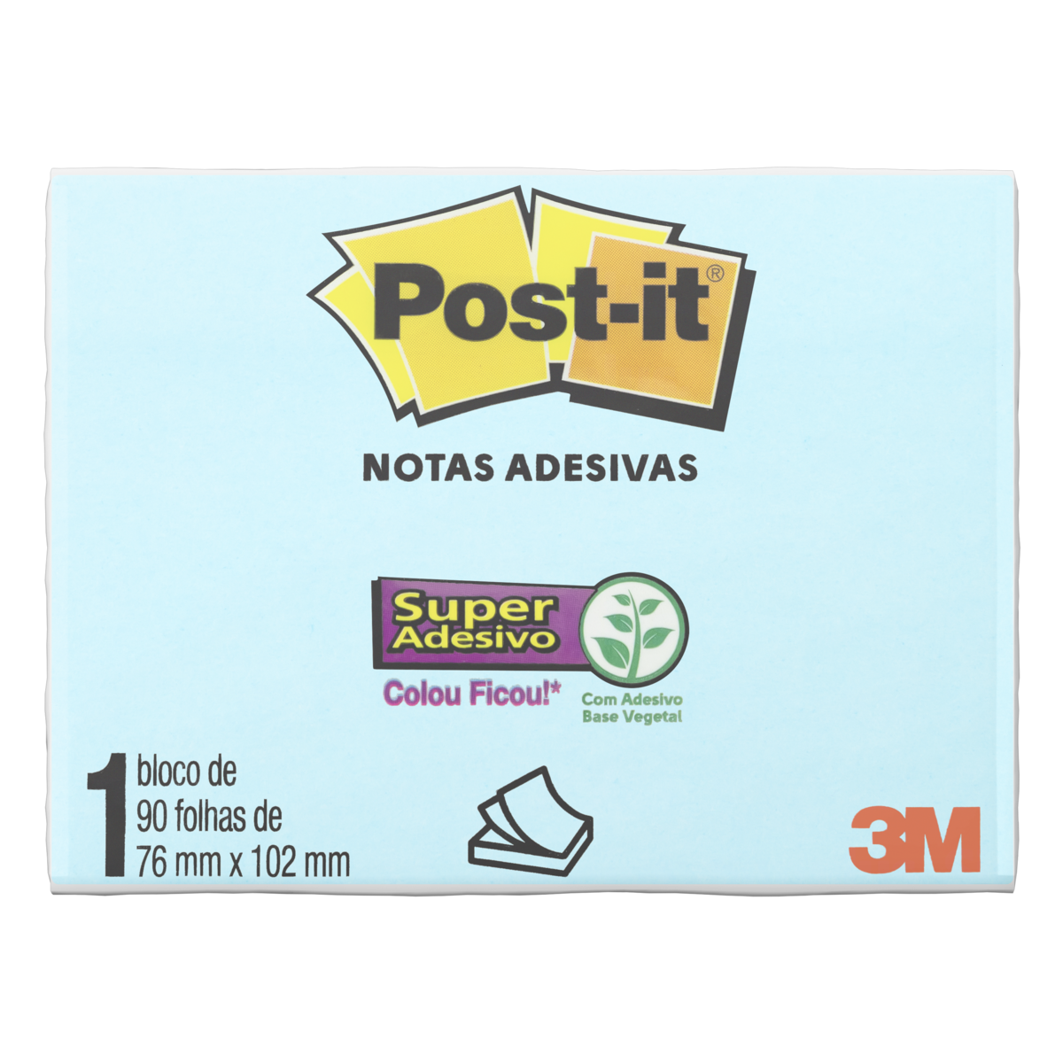 Bloco Adesivo Post-It 657 76 Mm X 102 Mm 90 Folhas Azul Electric 3M